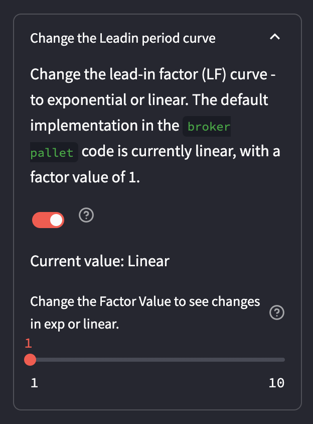 Leadin Curve Adjustment